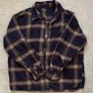 Uniqlo Plaid Flannel Shirt Jacket in Navy, Burgundy, and Tan